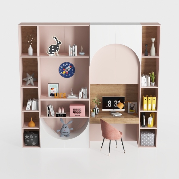 desk with bookcase-Pink Passion