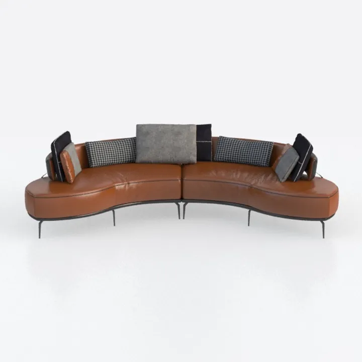 KEIKI 129" Curved Oversized Modular Bonded Leather