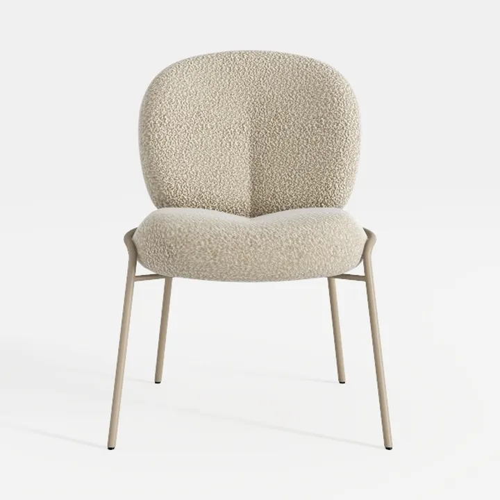 Minimalist Boucle Fabric Metal Dining Chair 3D Model