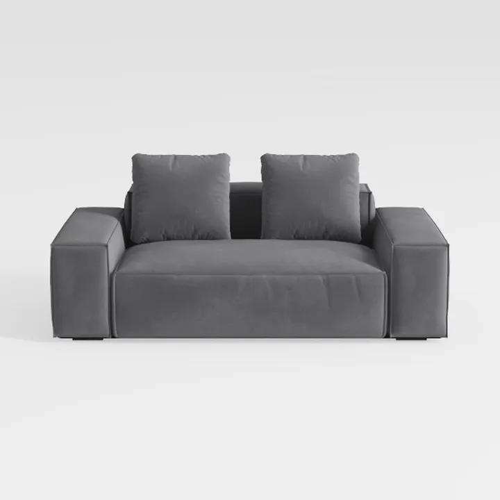 Minimalist Dark Gray Fabric Loveseat Sofa 3D Model