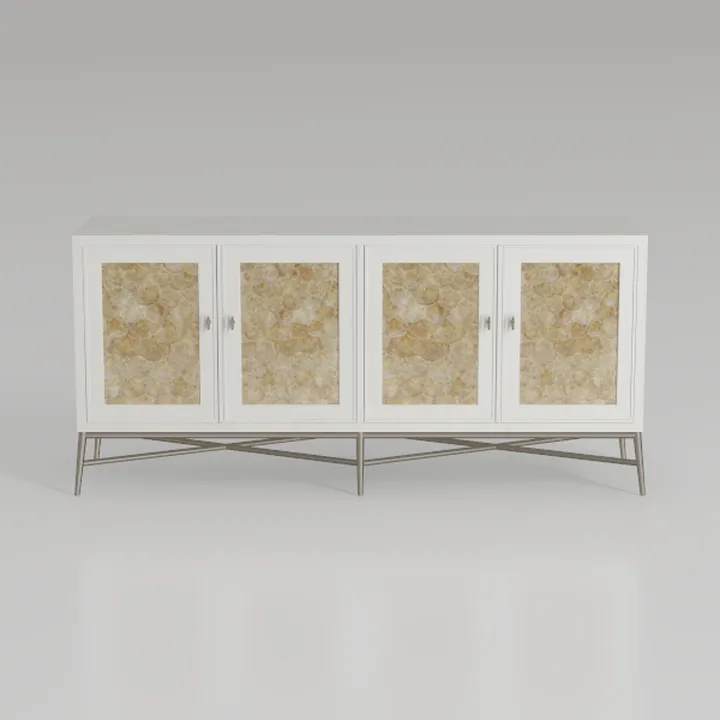 SICOTAS Rattan Sideboard Buffet Cabinet with Open