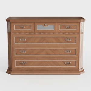 Vintage Solid Wood Ornate Dresser with Metal Hardware 3D Model