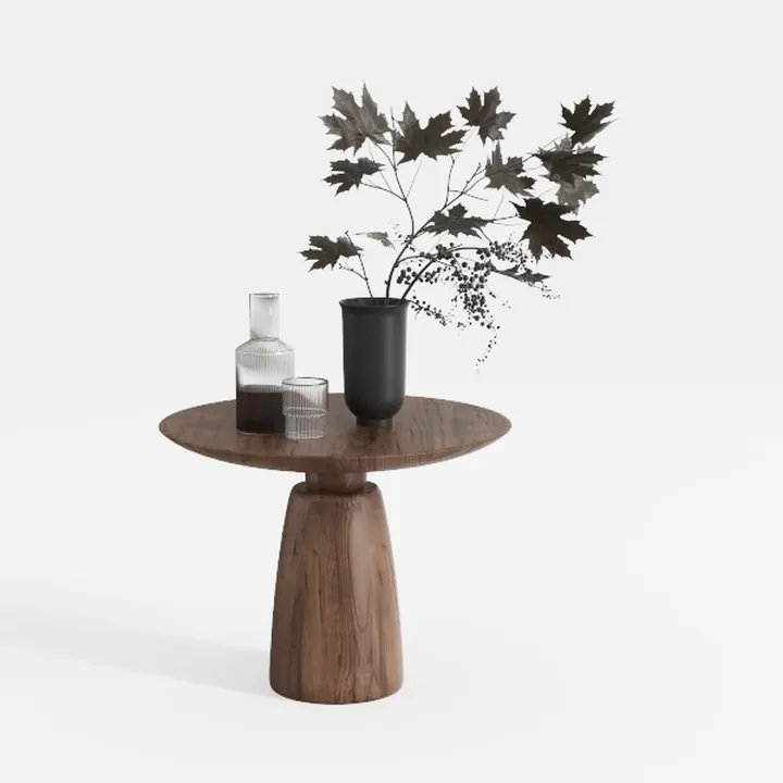 Stupa Solid Wood End Table – 22" Tall Round Side