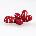 Contemporary Red Fabric Polka Dot Flower Shaped Ottoman 3D Model Left 45 Degree View
