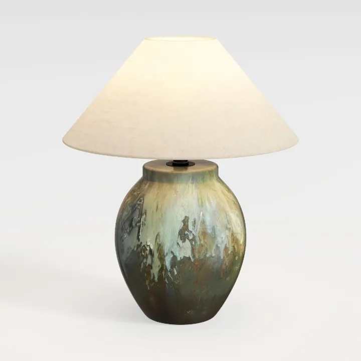 Vintage Ceramic Fabric Shade Table Lamp 3D Model