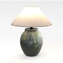 Vintage Ceramic Fabric Shade Table Lamp 3D Model Right 45 Degree View