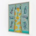 Whimsical Folk Art Cat and Mice Framed Wall Art 3D Model Left 45 Degree View