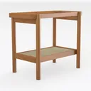 Minimalist Solid Wood Cane Console Table 3D Model Right 45 Degree View