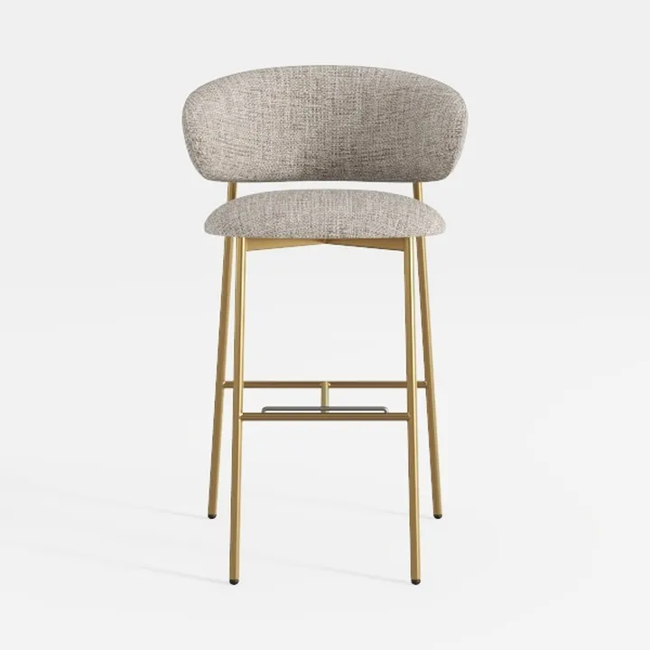 Velvet Bar Stools with Woven Backrests, 360° Swive