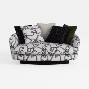 Abstract Pattern Fabric Upholstered Loveseat Sofa 3D Model