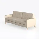 Minimalist Modern Leather Tufted Loveseat Sofa 3D Model Left 45 Degree View