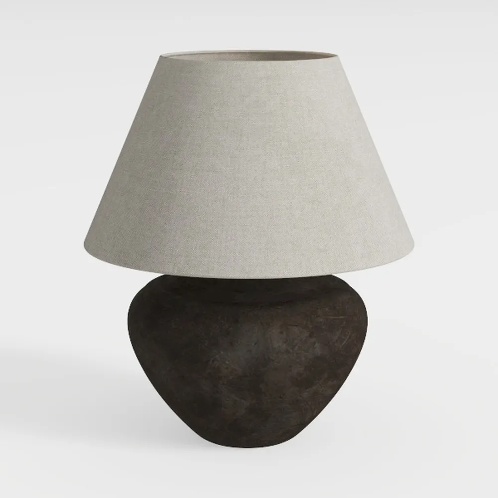 PURESILKS Farmhouse Black Ceramic Table Lamp