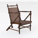 Brown Rubberwood Armless Accent Chair with PE Ratt Right 45 Degree View