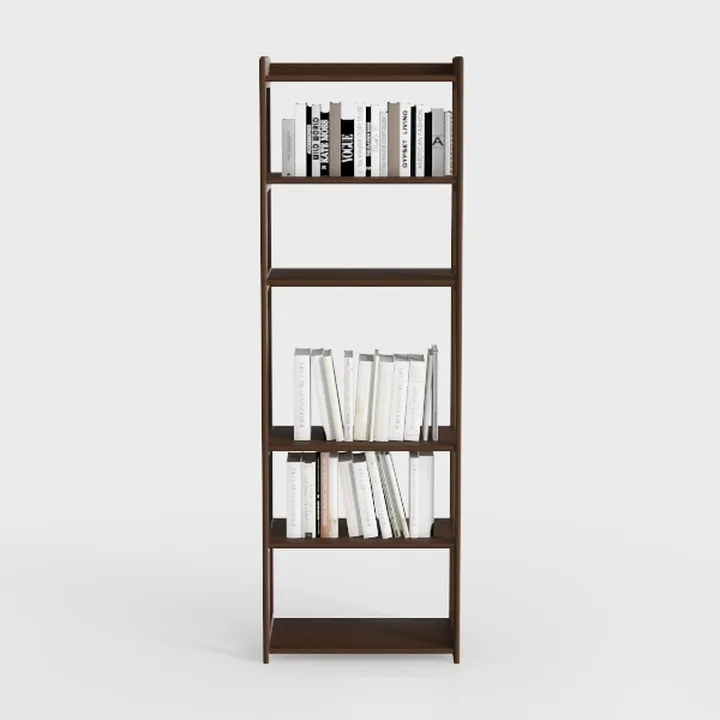 Minimalist Walnut Solid Wood Bookshelf Open Storage 3D Model