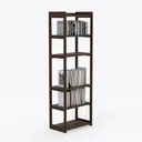 Minimalist Walnut Solid Wood Bookshelf Open Storage 3D Model Right 45 Degree View