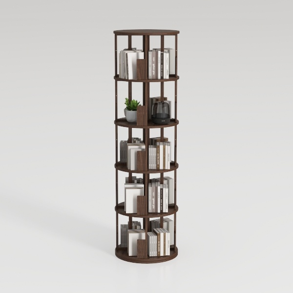 Square Rotating Bookshelf Tower - 360 Spinning