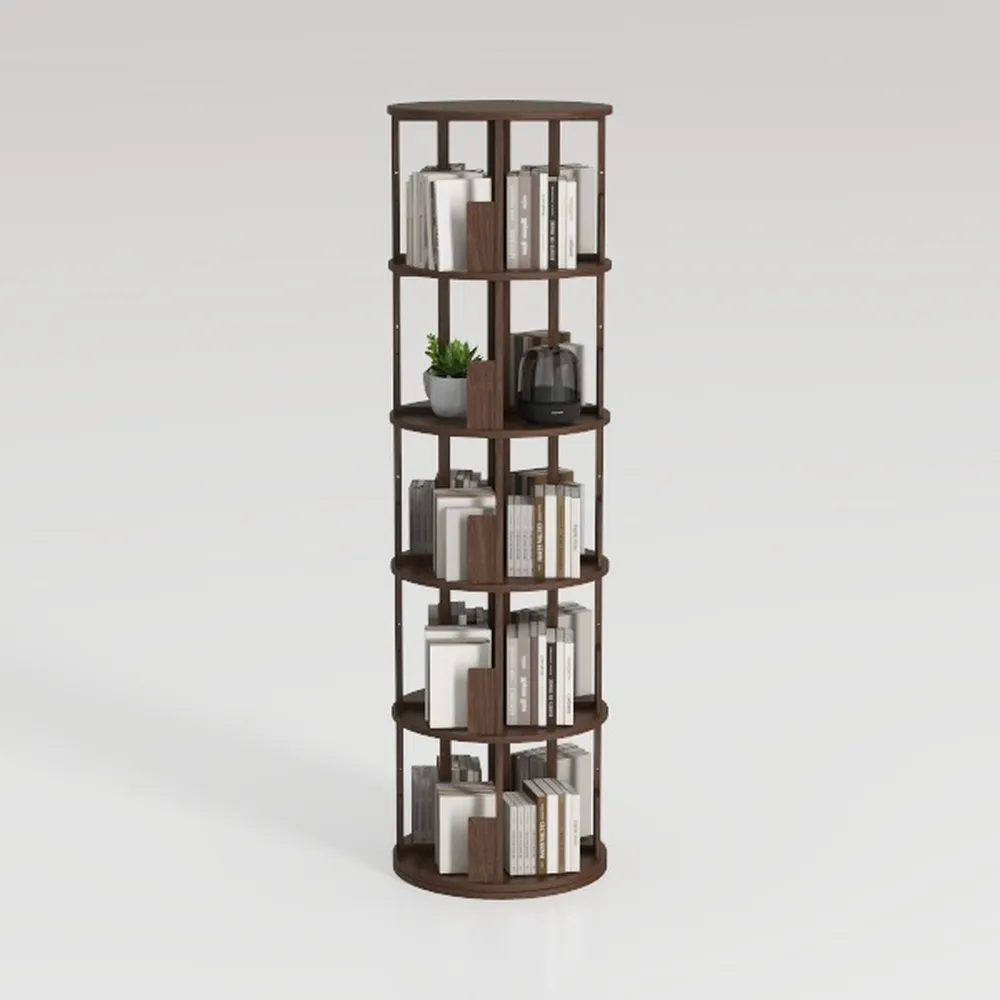 Square Rotating Bookshelf Tower - 360 Spinning
