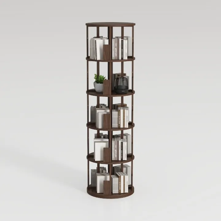 Square Rotating Bookshelf Tower - 360 Spinning