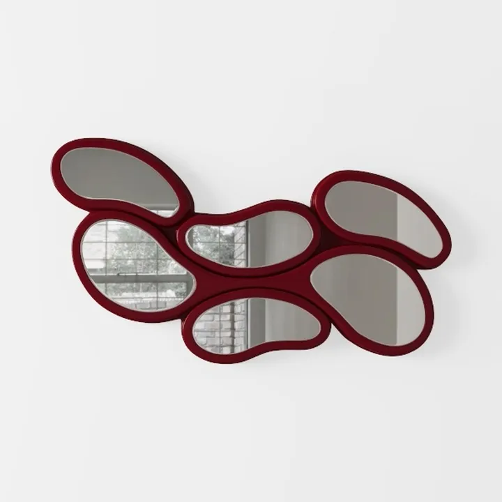 Modern Burgundy Framed Asymmetrical Wall Mirror 3D Model