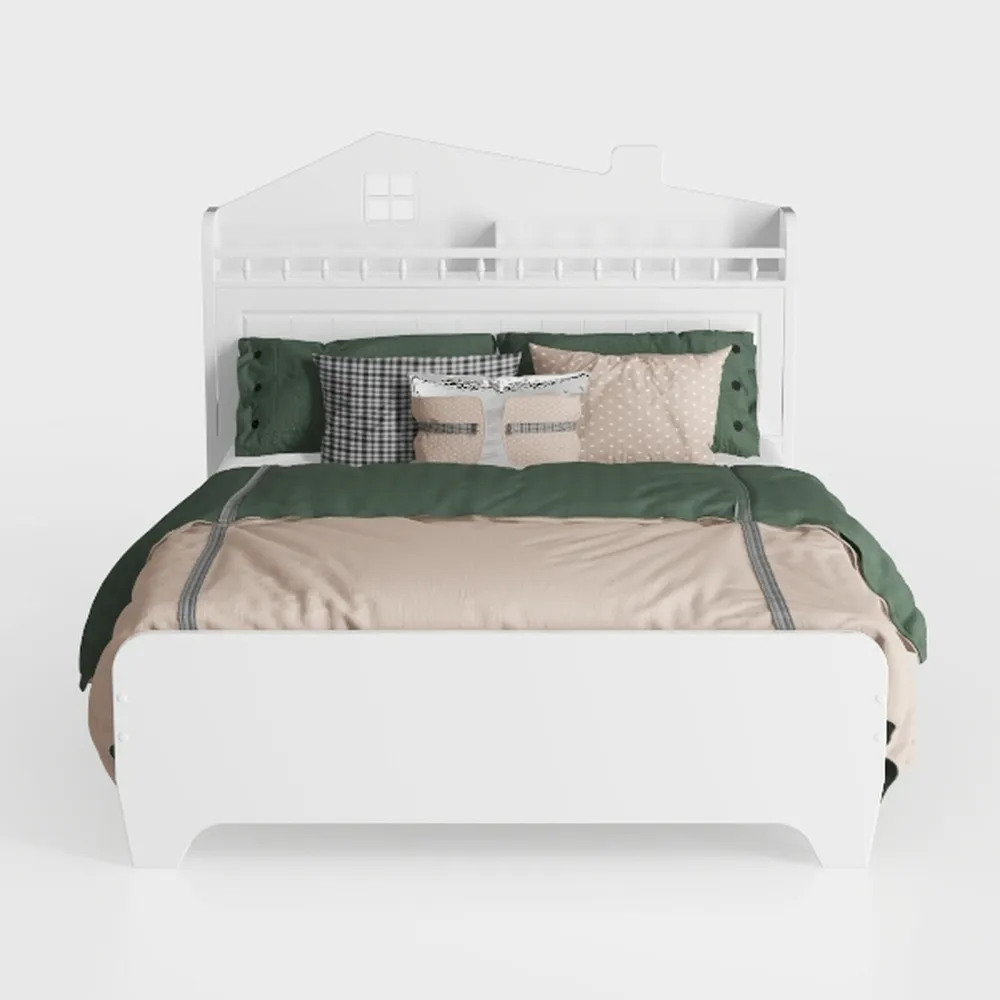 Max & Lily Queen Bed Frame with Slatted Headboard,