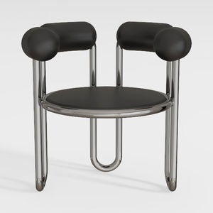 Jessica 24 in. Black Low Back Silver Metal Frame C