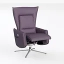Modern Purple Leather Reclining Wing Chair 3D Model Left 45 Degree View