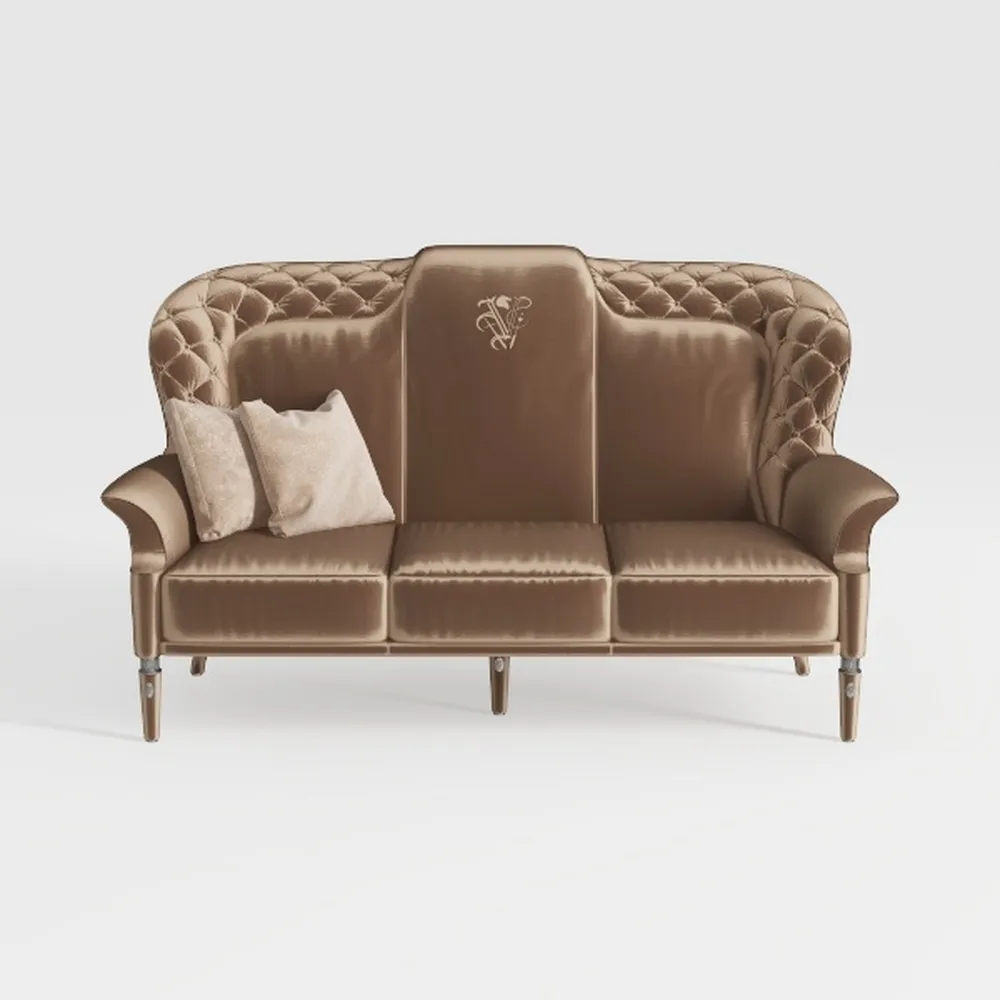 DESIGNER97 66" Chesterfield Faux Leather Sofa, Hig