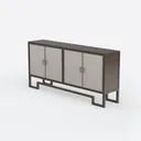 Sideboard Buffets Cabinet with 4 Rattan Doors Left 45 Degree View