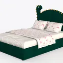 Cartoon Dinosaur Shape Velvet Kids Bed 3D Model Left 45 Degree View