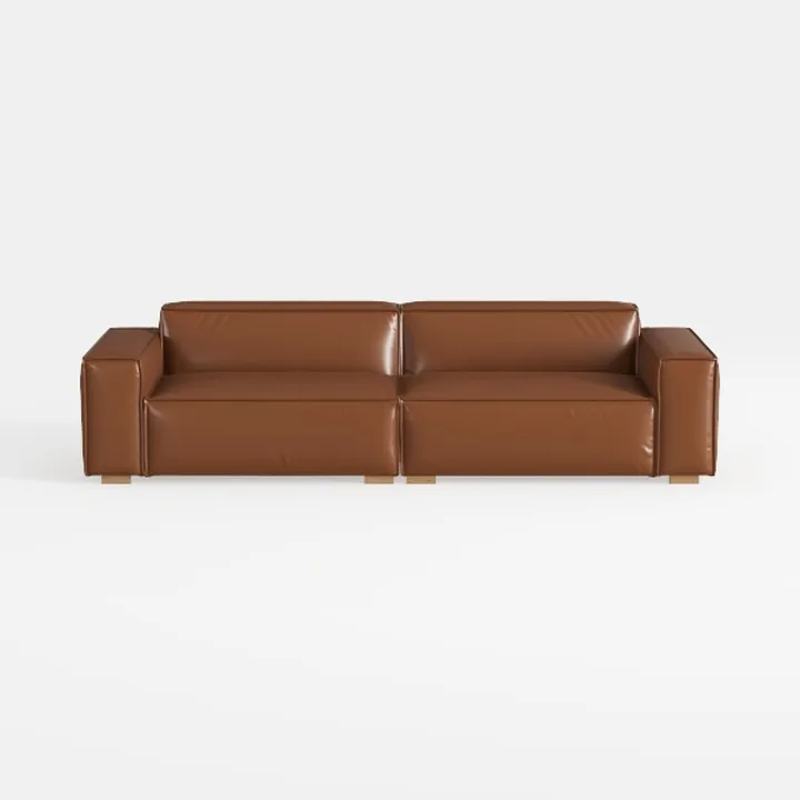 Minimalist Brown Leather Oversized Sofa 3D Model