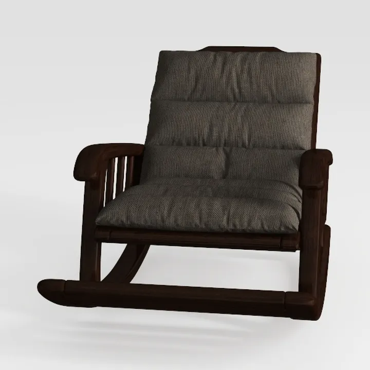 Solid Wood Fabric Upholstered Traditional Rocking Chair 3D Model