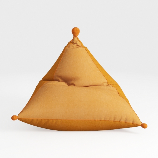 Yellow and Black Foam Triangle Storage Ottoman Med