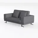 Modern Minimalist Fabric Loveseat Sofa with Black Metal Legs 3D Model Left 45 Degree View