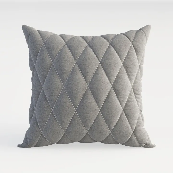 Minimalist Gray Fabric Quilted Throw Pillow 3D Model