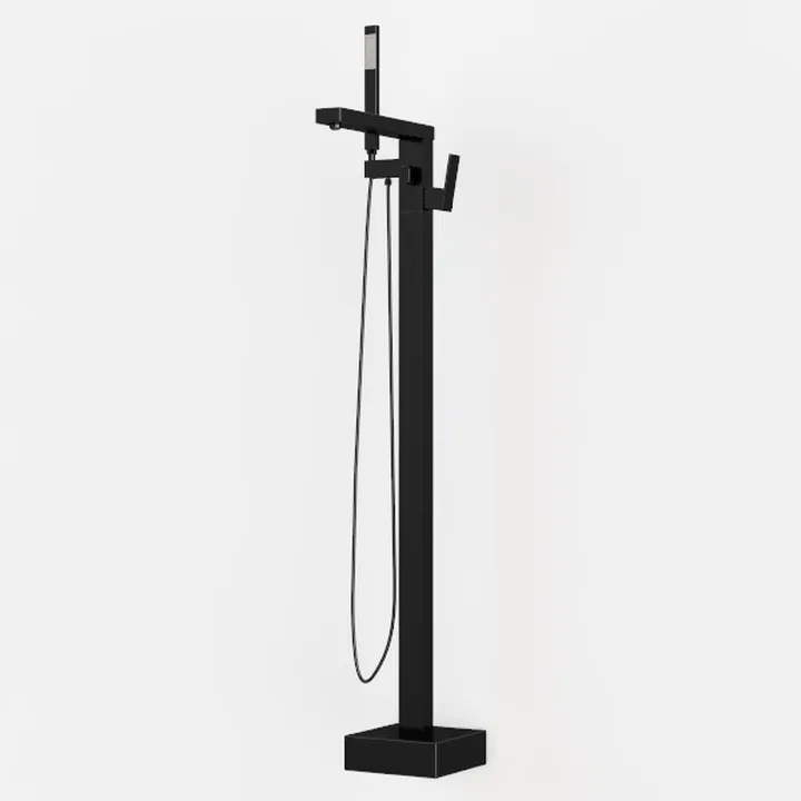 Modern Black Metal Freestanding Bathroom Shower Mixer Tap 3D Model