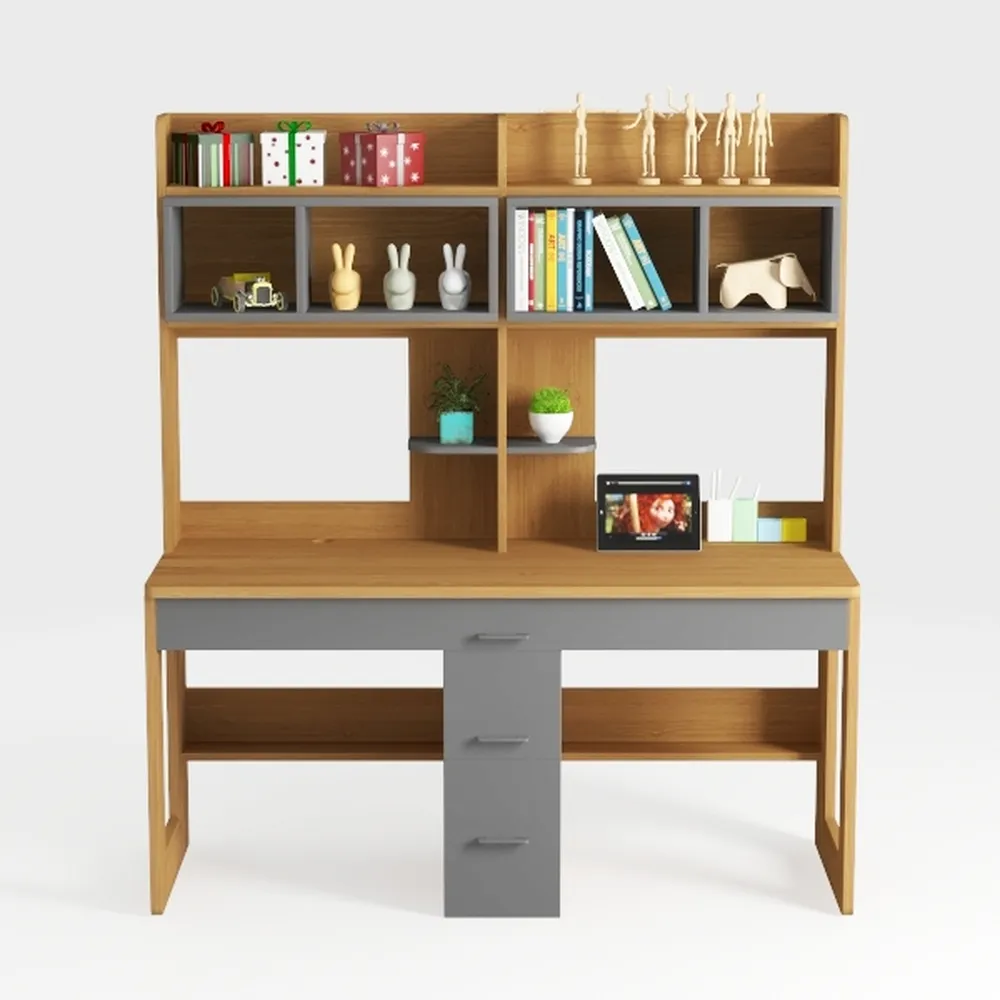 Xorgeximo Wooden Computer Desk with Bookshelf and