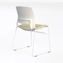 Modern Minimalist White Plastic Metal Dining Chair 3D Model Left 45 Degree View