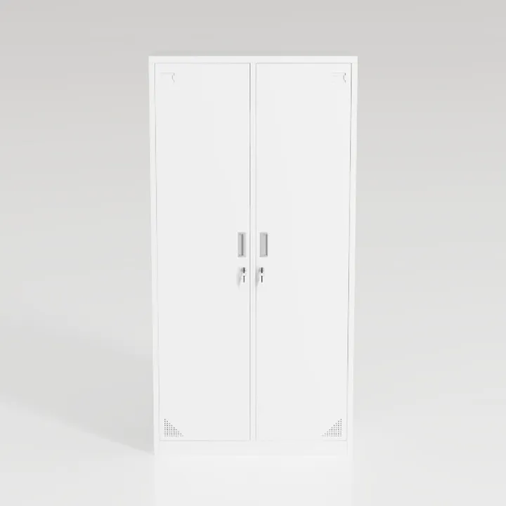 Minimalist White Metal Double Door Locker Cabinet 3D Model