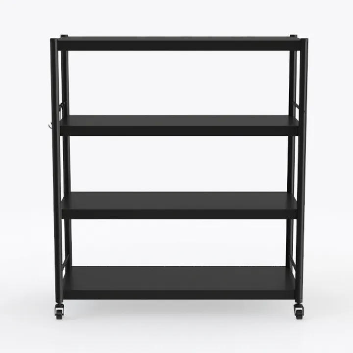 Minimalist Black Metal Rolling Bookshelf Storage Shelving 3D Model
