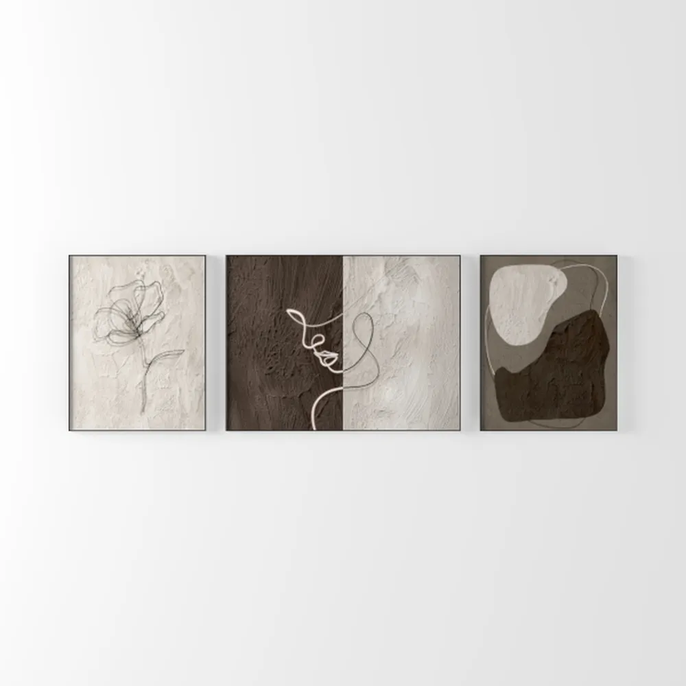 Large 3D Textured Framed Abstract Wall Art for