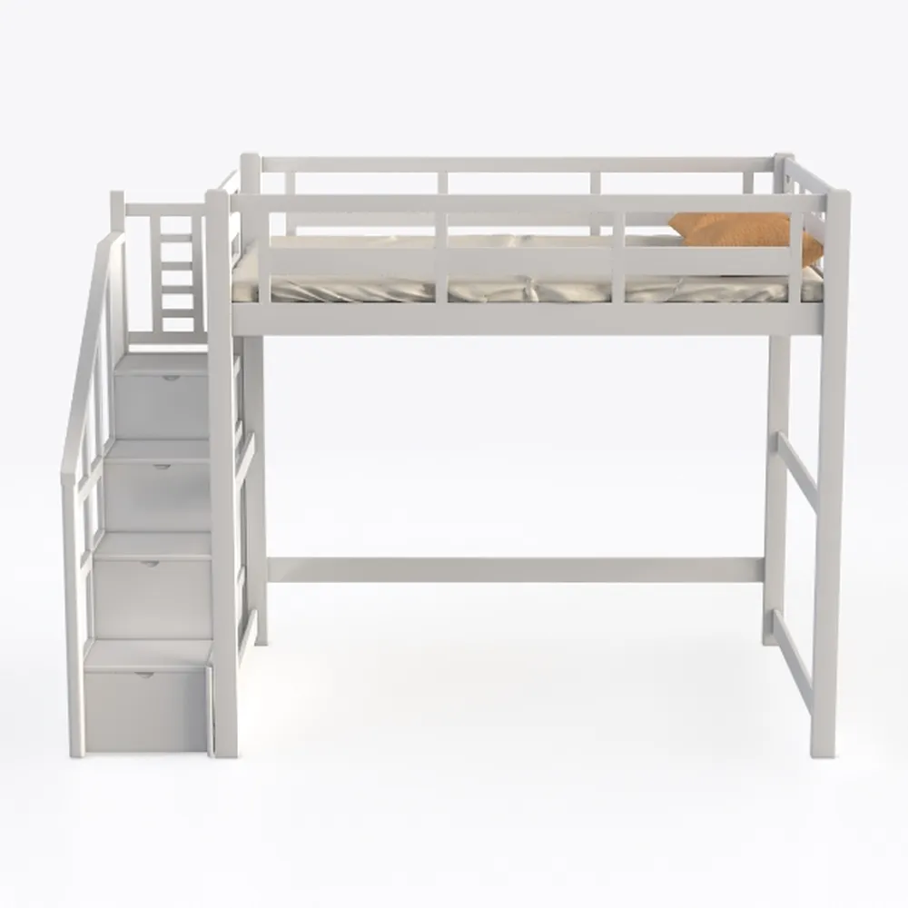 DHP Moon Bay Traditional Pine Wood Loft Bed Frame 