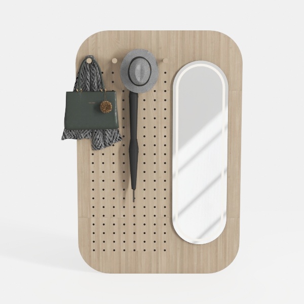 coat hook with mirror-Entry Elegance