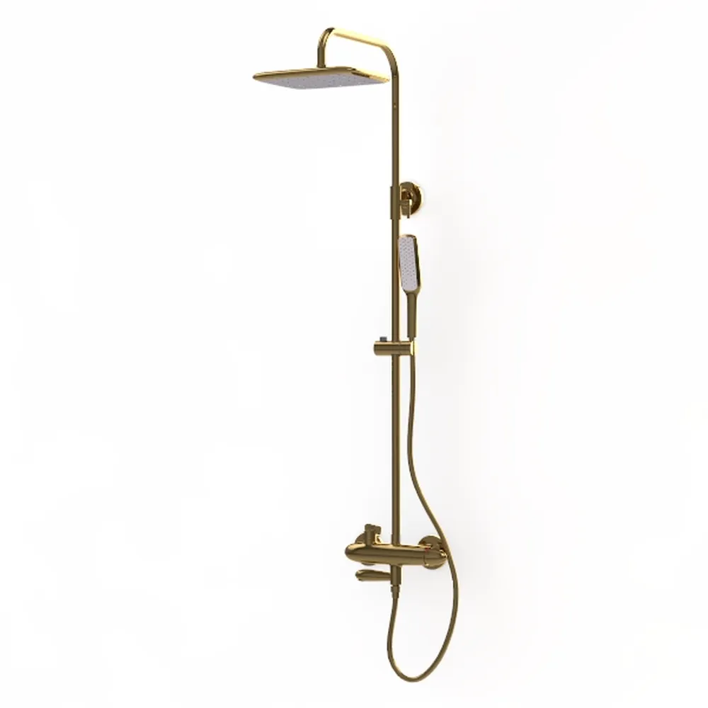 Brushed Gold Rain Shower System with Waterfall