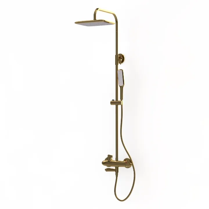 Brushed Gold Rain Shower System with Waterfall