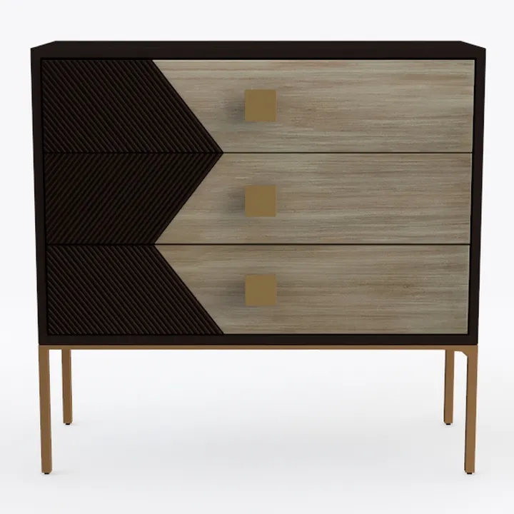 Nightstand, Bedside Table with 3 Drawers, Bedroom