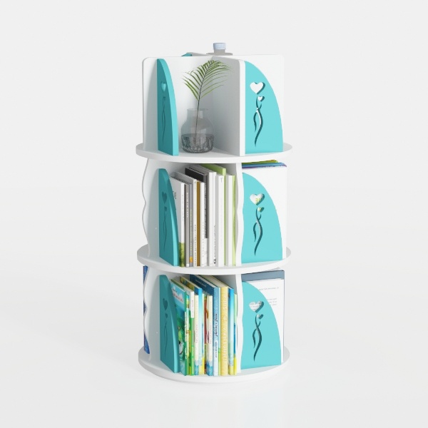 Luminous 4-Tier Revolving Bookshelf with LED Light