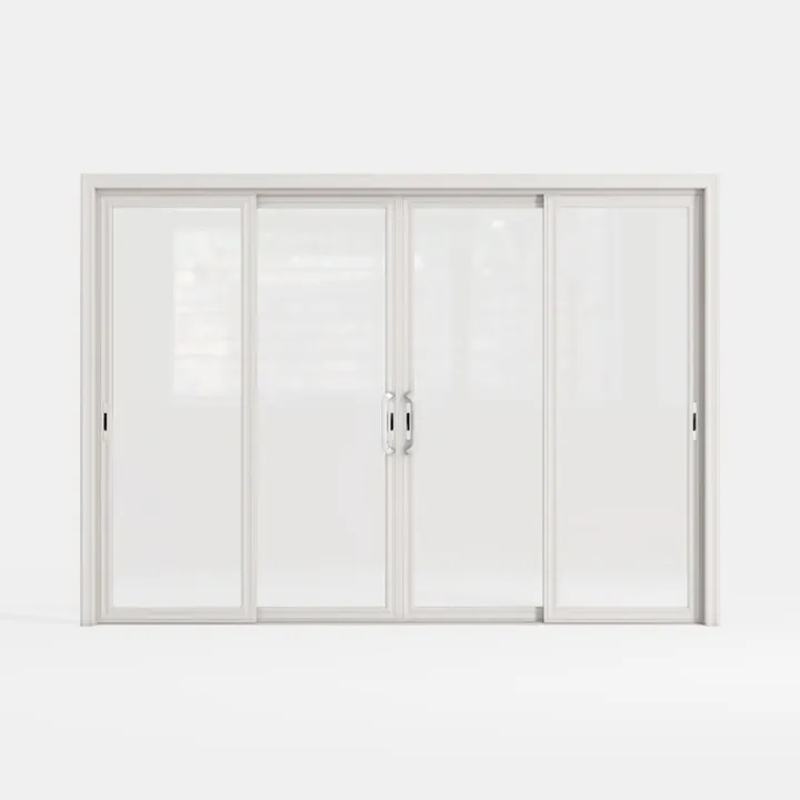 Minimalist White Metal Glass Sliding Patio Door 3D Model