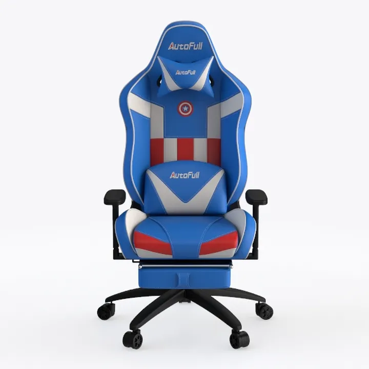 Blue Leather Captain America Style Gaming Chair 3D Model