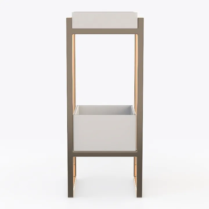 Minimalist Solid Wood Two Tier Storage Shelf 3D Model