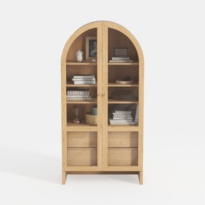 IDEALHOUSE 72" Tall Wood Arched Storage Cabinet